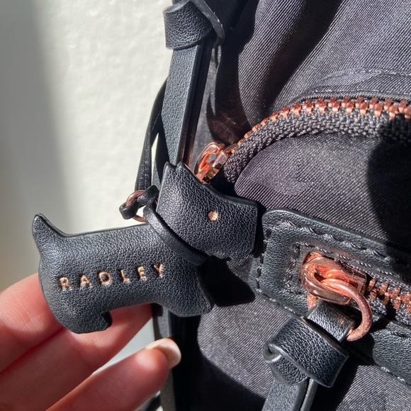 EUC Radley London Small Black Backpack, Dog Print - Picture 3 of 10